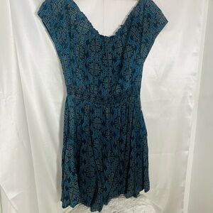 Mata Traders Green Fit and Flare Mini Dress with Flutter Sleeves